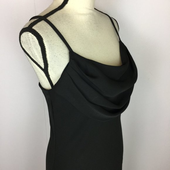 New! Karina Nites Formal Maxi Dress Sz 10 Womans Black Cowl Neck Spaghetti - Picture 14 of 15